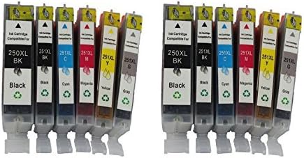 PGI-250 &amp; CLI251 compatible ink cartridge replacement For Cannon PIXMA MG5420, PIXMA MG5450, PIXMA MG6320, PIXMA MG6350, PIXMA MX722, PIXMA MX922, PIXMA iP7220, PIXMA iP7250 Printers (2LB/2SB/2C/2M/2Y/2GY) @INKTONER by Ink Toner