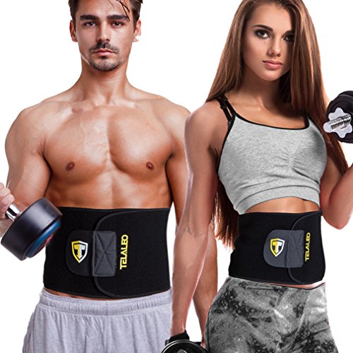 TELALEO Fitnessgürtel Bauch für Männer und Frauen, Schlankheits Gürtel, Verstellbarer Taillen Trimmer Gürtel Schwarz/ Gelb