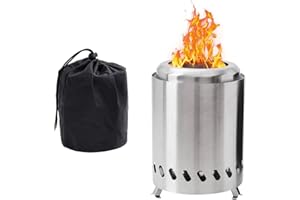 JOAASU Stainless Steel Smokeless Fire Pit - Portable Tabletop Design with Travel Bag for Camping, Outdoor
