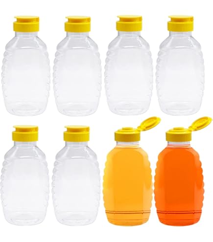Easy-Squeeze 6 Pk 12 Oz Empty Honey Bottles. BPA-Free Food-Safe PET Plastic Honey Dispenser. Flip-Top Refillable Syrup Container. Great For Storing And Serving BBQ, Pasta Sauces Or Salad Dressings - View #3