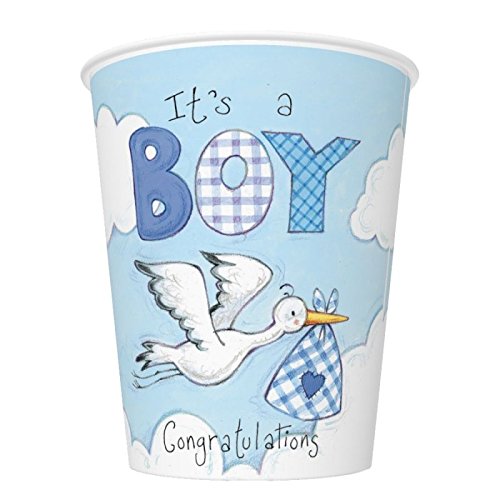 NEU 48 Teile Baby Shower Deko Set Storch in Blau 16 Personen - 3
