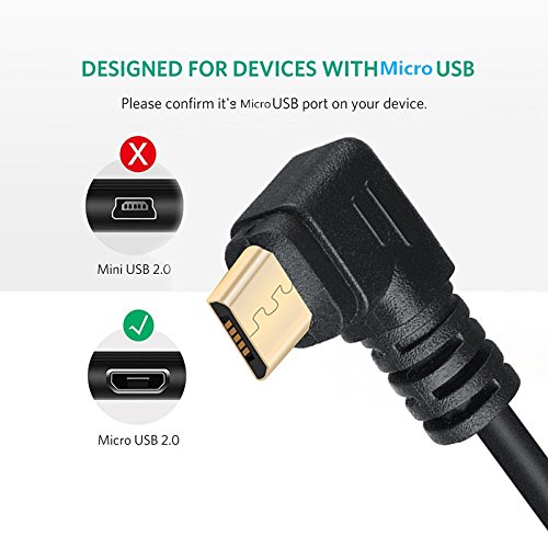 MXtechnic USB 2.0 Kabel 90° High Speed A-Stecker auf Micro-B-Winkelstecker Ladenkabel Vergoldet Rechts Winkel Datenkabel Schwarz (10 cm) - 2