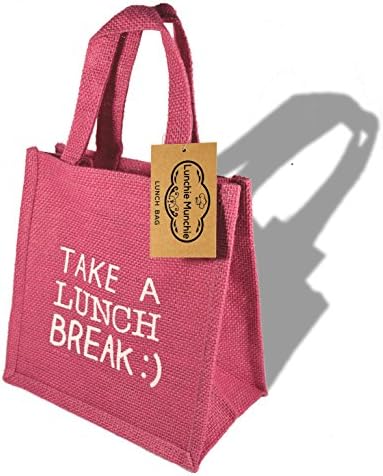 Eco Lunch Bag - Pink " Take a Lunch Break :) "