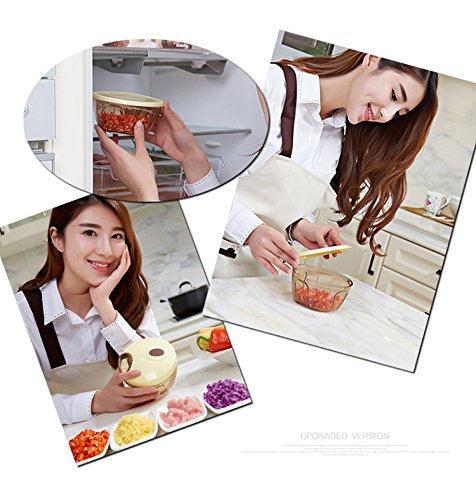 Anokay Neue Mini Küchenmaschinen Manuell Universal-Zerkleinerer / Multi-Schneider / Mixer / Soße Macher / Schnitzelwerk, Obst, Gemüse, Nüsse, Kräuter, Zwiebeln, Knoblauch Zerhacker für Soße, Salat, Pesto, Krautsalat, Püree, Hackbraten, Fleisch-Soße, Babynahrung - 4