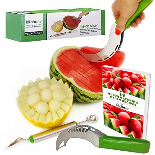 Kitchen-nv® Melonenausstecher - Wassermelone Slicer Komplettes Bundle - Melone Cutter Server