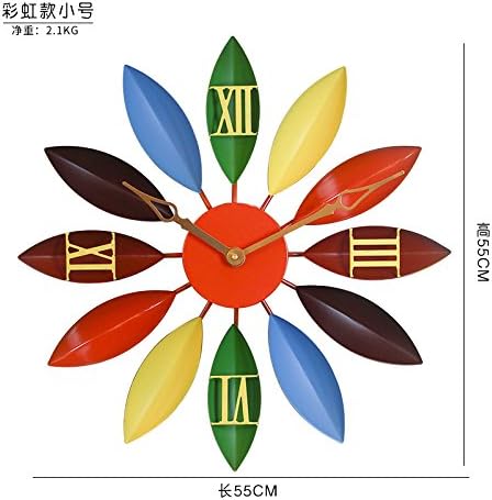 Retro wall clock iron American watch industry Wind Restaurant and Bar Lounge creative clock mute Bedroom 14" small dream 55CM Rainbow
