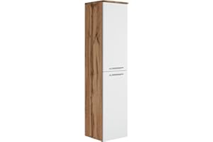 Badplaats B.V. Armoire de Rangement de Saturnus Hauteur 130cm Chene avec Blanc - Meuble de Rangement Haut Placard Armoire Colonne