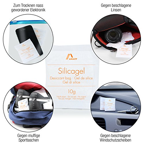 Amazy Silicagel | 20 x 10 g – Trockenmittel zum Binden von Feuchtigkeit (regenerierbar) - 2