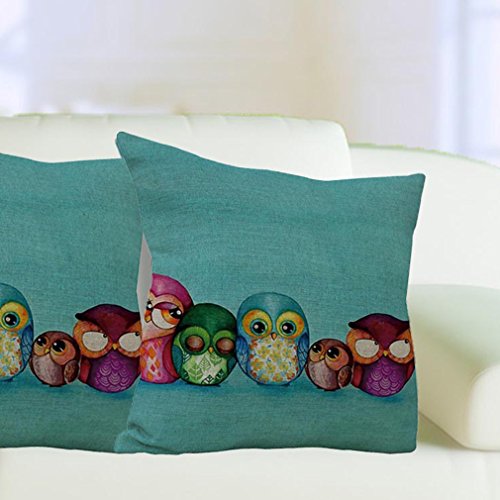 Nunubee Home Platz Sofa Dekokissen Fall Leinen Baumwoll Dekorative Kissenbezug 5 Eulen - 6
