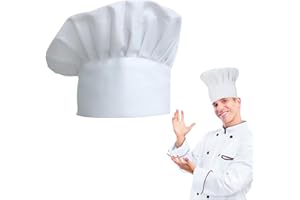Heanvmyss Cappello da Cuoco Unisex,Cappellino da Chef Donna Uomo,Cappello Chef Elastico Regolabile,Professionale Cappello Cucina per Adulti,Pasticcere,Ristorante,Casa,Bar,Hotel(Bianco)