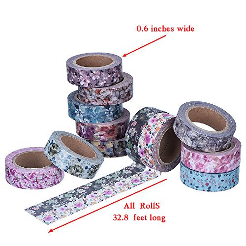 Antner Blumen Muster Washi Masking Tape Collection, Set aus 12 Rollen - 2