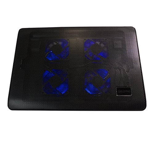 LS Premium Notebook Kühler LS-L112A | Laptop Cooling Pad Ständer| 4x Lüfter / Fan | mit 2 x USB HUB und blauer LED | 10″-15″ Zoll - 7