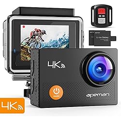 apeman A77 Camara de Accion Sumergible, 4 K, Wi-Fi, Control Remoto, Negro