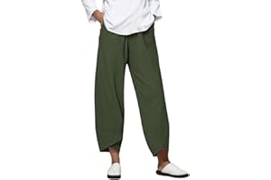 Gyaimxfu Pantalones Mujer Verano 2024 Talla Grande Lino de Algodón Cintura Alta Vintage Estampado Pantalones Casuales Pantalones Ligeros Playa Suave y Transpirable para Verano Tallas S-5XL