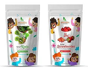 RIVENDELL FARMS Combo of Dried Kiwi & Strawberry for Kids, Good for Everyday Nutrition & Calories Gain, Healthy Tasty Snacks for Kids Above 5 Years, Ready to Eat, Each200g - Pack of 2