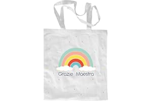 My Custom Style borse shoppers in cotone #Scuola# Bianche manici 70