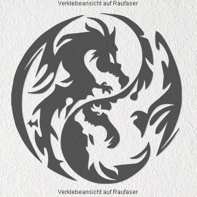 A432 Wandtattoo „Yin Yang Drache“ 60cm x 60cm tuerkis (erh. in 40 Farben und 2 Größen) - 2