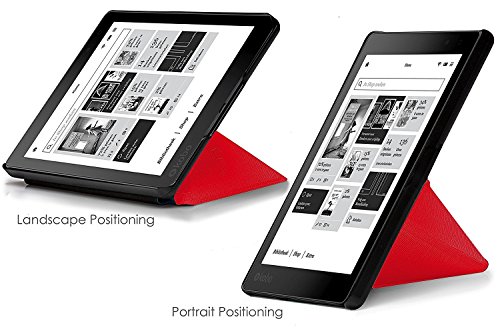 Forefront Cases   Kobo Aura Edition 2  Modelo 2016  Origami Funda Carcasa Stand Smart Case Cover     Ultra Delgado Ligera y Protecci  n Completa del Dispositivo con Funci  n Auto Sue  o Estela  Rojo 