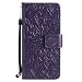 Produktbild Lonchee Samsung Galaxy S7 edge Leder Wallet Tasche Brieftasche Schutzhülle , Sonnenblumen geprägten Muster Design Hochwertige PU Leder Folio Tasche Case Hülle im Bookstyle mit Standfunktion Kredit Kartenfächer (lila)