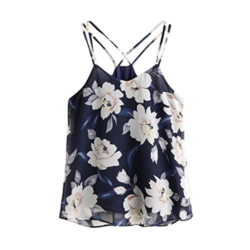 Damen Weste Internet Chiffon Sleeveless Halterneck Tank Crop Tops Weste (M, marine)