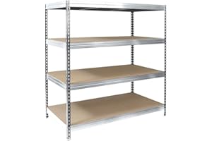 KARAT Étagères à Grande Tenue| Etagère à emboîter, Montage sans Outils| Rayonnages Charges Lourdes| Rayonnage Magasin & Garage| Étagère d'atelier modulable(Galvanisée 200 x 150 x 80 cm-4 Niveaux)