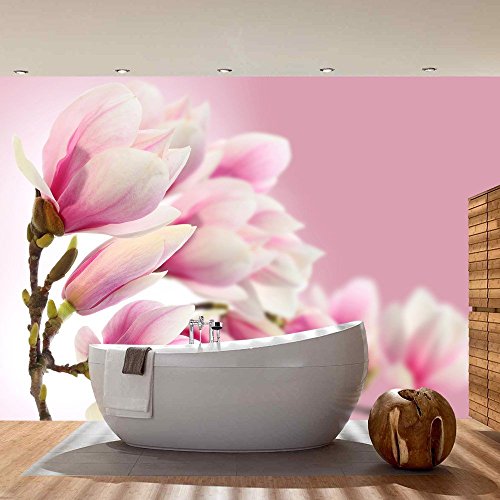 Vlies Fototapete PREMIUM PLUS Wand Foto Tapete Wand Bild Vliestapete – PINK MAGNOLIA – Magnolie Blumenranke Pflanzen Natur Orchidee Blume rosa – no. 014, Größe:300x210cm Vlies - 7