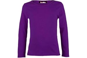 GUM & BERRIES Girls Plain Tops Long Sleeve Basic Stretch Round Neck T-Shirt School Tee Top 5-14 Years