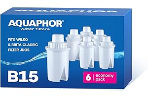 AQUAPHOR B15 Universal Replacement Water Filter cartridges, fits All Brita Classic and Wilkos Universal Water Filter Jugs, 6 Pack, 170l per Filter