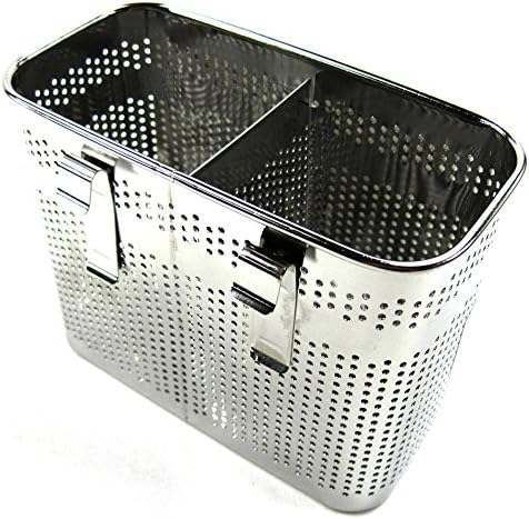 2 Divided Square Stainless Steel Perforated Cutlery Holder Sink Storage Basket by YJsense