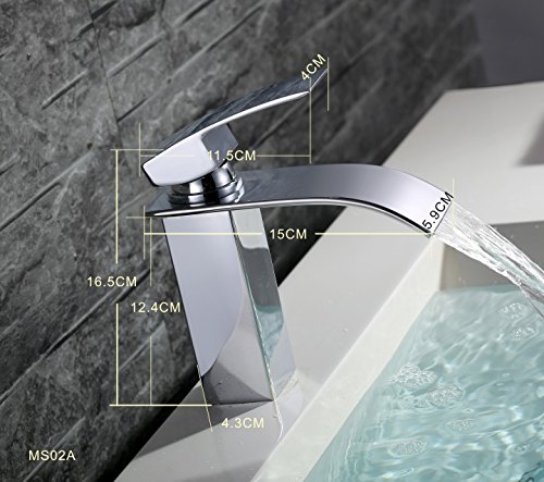 Homelody Bad Waschbecken Armatur Chrom Wasserfall Wasserhahn Badarmatur Mischbatterie Armatur Einhebelmischer Waschbeckenarmatur Waschtischarmatur Waschtischbatterie Waschtischmischer - 6