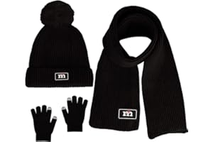 SHUOBEITER 3-10 Years Old Boys Girls Winter Knit Hat Scarf Gloves Set,Fleece Lined Kids Hat Scarf Gloves Set