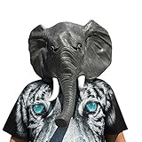 Elefant elephant Kopf Maske mask aus sehr hochwertigen Latex Material mit Öffnungen an Augen Halloween Karneval Fasching Kostüm Verkleidung für Erwachsene Männer und Frauen Damen Herren gruselig Grusel Zombie Monster Dämon Horror Party
