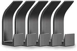 HQRKOTM 5 Pezzi Ganci Portasciugamani e Appendiabiti da Parete, Robusti Ganci per Asciugamani da Bagno, Fissaggio a Muro（nero）