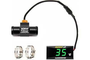 NORXI Termometro Digitale per Moto, Temperaturimetro universale dell'acqua per motociclette con sensori, termometro impermeabile per motociclette con allarme ad alta temperatura (18mm, Verde)