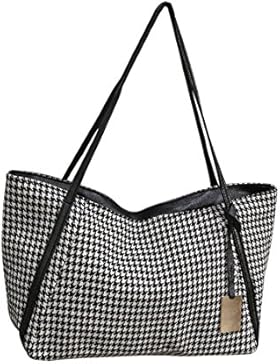 TIFIY Damen Winter Neu Ankunft Hahnentritt Muster Groß Kapazität Segeltuch Crossbody Schultertasche Umhängetasche