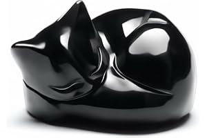 DIPZO Obsidian Svart Kattfigur, Helande Statyett, Söt Present till Kattälskare & Kvinnor, Hem- och Kontorsdekoration, Liten L