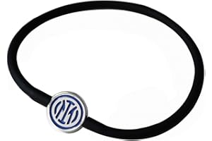 Migliardi Bracciale in silicone nero con piastrina logo F.C. Inter Prodotto Ufficiale Taglia unica