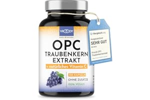 SMART&GENTLE OPC High Dose Grape Seed Extract with Natural Vitamin C, 120 OPC Capsules (4 Months) with Acerola, 100% Vegan and Natural, OPC High Dose, only One Capsule Daily, 95% Active Ingredient Content