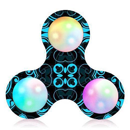 Preisvergleich Produktbild Saingace Gericht Muster LED Licht Fidget Hand Spinner Stress Relief Manipulative Spiel Spielzeug