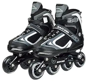 IRIS 3 in 1 Convertible, Adjustable 78 mm Inline Roller Skates for Beginners, Intermediates and Professionals, Size 3-6 UK (Black)