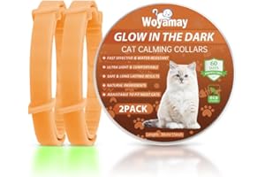 Woyamay Collare Calmante per Gatti, Luminoso Sicuro Anti-Ansia Collari per Gatti con Dimensioni Regolabili, Collari Calmanti ai Feromoni Impermeabile Naturale per Gatti, 2pz Arancione