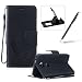 Produktbild Huawei Honor 5X Lederhülle Brieftasche Handy Hülle Case,Huawei Honor 5X Komplett Schutz Kartenfach Schutzhülle Tasche Leder Flip Case,Herzzer Standfunktion Staubdicht Mit Sprüche Lanyard [Feder Muster] Bookstyle Magnet Ultra Dünn Slim Portemonnaie Hülle Cover Schale Leder Wallet Case Shell Skin für Huawei Honor 5X + 1 x Frei Schwarz Handy Halterung Ständer + 1 x Frei Schwarz Touch Pen Stift Stylus - Schwarz