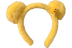 Nereds Yellow Plush Bear Ears Headband Realistic Animal Ears Headbands for Halloween and Christmas Party