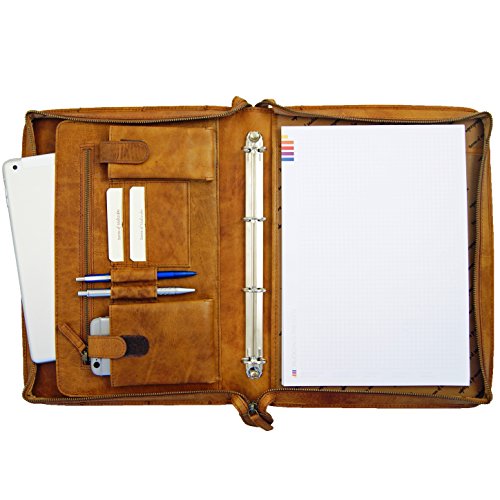 BARON of MALTZAHN Conference folder - Portfolio SOLOMON of brown Rodeo-Leather - incl. leather care