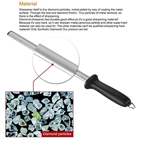 IPEGTOP Diamant Wetzstahl, 38cm Oval Wetzstähle Messerschärfer für Küchenmessern Köche, Messerschleifstab Schärfstab - 6