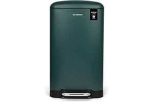 Les Collectors – Poubelle de Cuisine à Pédale N°863, Acier inoxydable, Capacité 40L, Sac compatible 50L, Compacte, Pratique, Fermeture silencieuse, Seau intérieur amovible, Finition Mat, Vert Canard