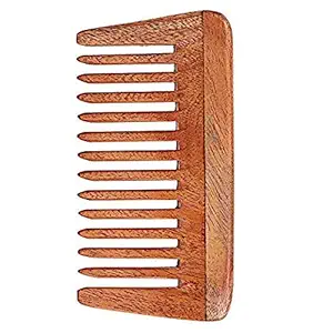 The trendy shop Handmade Neem Wood Comb brown Anti-Dandruff Comb to Control Hair Fall Neem Hair Comb for Men,Women,Girls (size, 6.5 inches)