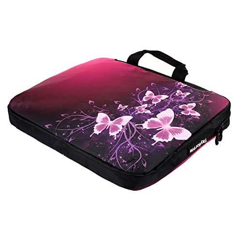 TaylorHe 15 / 15,6 Zoll Notebooktasche, Schultertasche für Notebook mit Muster , Laptoptasche mit Griff und Seitentaschen Laptop Bag Schmetterlinge, rosa, funkelt - 4