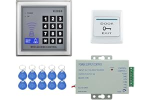YAVIS 125KHz RFID Autonome de Lecteur de Cartes de ID de contrôle d'accès + 110-240V AC 12V DC 3A 36W Power Supply + Proximité Porte Entrée Pavé Numérique 10 Bouton EXIT Breloques Clé