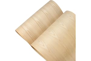 Aibote Natural White Oak Wood Veneer Furniture Restoration Sheets(60x250CM) Wooden DIY Material for Speaker Showcase Cabinets Table Shelves Kitchen